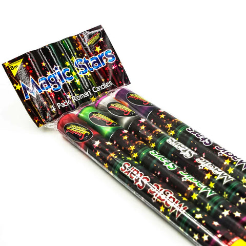 STANDARD - MAGIC STARS 5 SHOTS - SHOT TUBES / ROMAN CANDLES - (4 PACK)