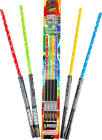 spell casters fountain sparks long red green yellow and blue multicolour packaging sixty 60 seconds four pieces