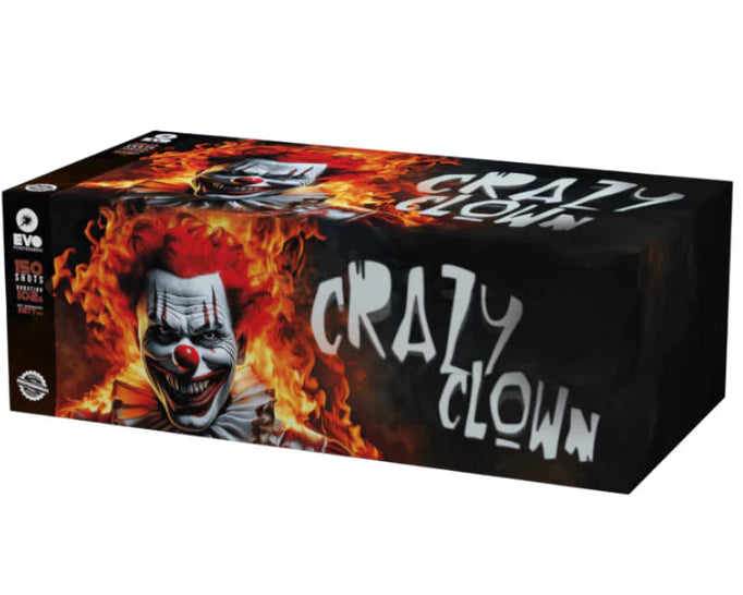 Fireworks box with 'Crazy Clown' design on a white background