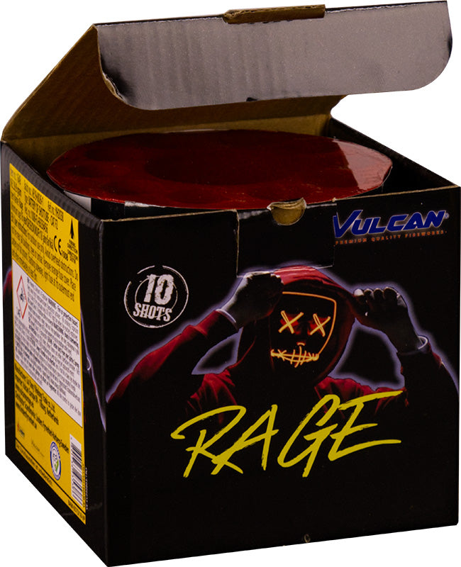 Box of Vulcan Rage ammunition with a red disc inside