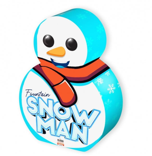 A 3D-rendered snowman-shaped product box or package with the text 'Fountain SNOW MAN' on the front, shown on a plain white background.