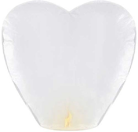 heart shaped sky lantern in white