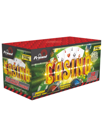 Casino firework by primed pyrotechnics 50 shot green playing cards