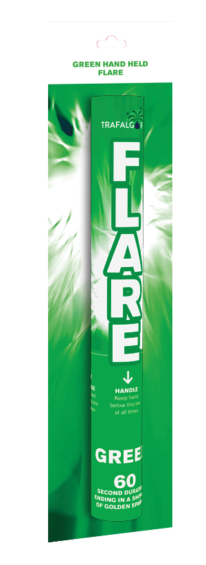 Green handheld smoke flare 60 seconds Trafalgar