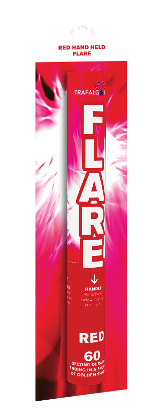 Red handheld Trafalgar smoke flare 