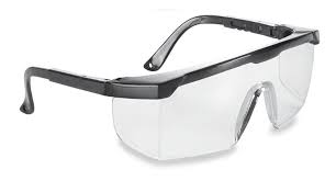 safety glasses with a black frame