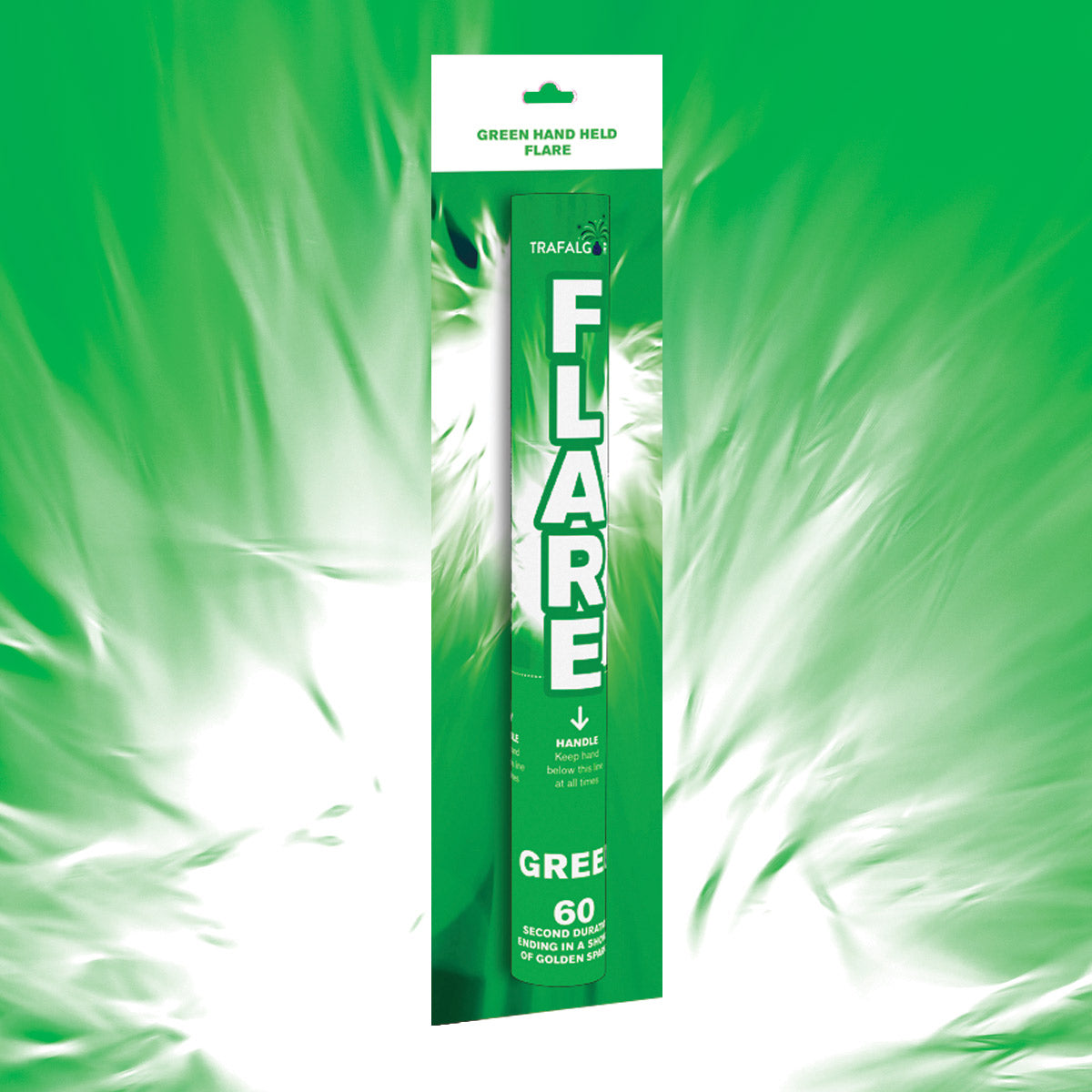 Green handheld smoke flare 60 seconds