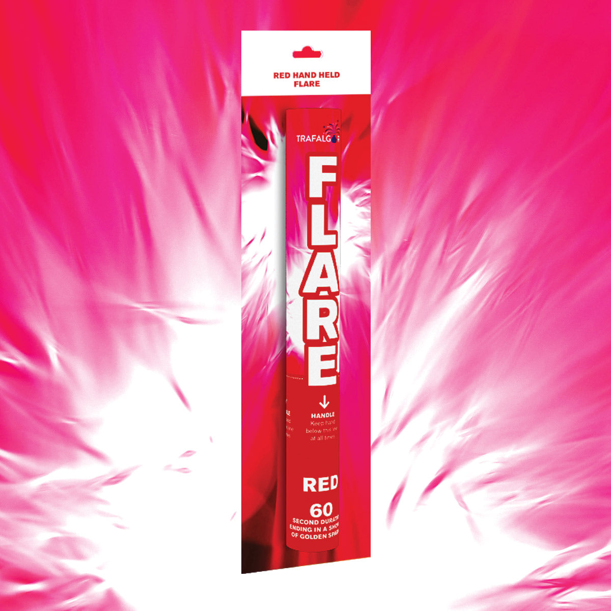 Red handheld Trafalgar smoke flare 60 seconds
