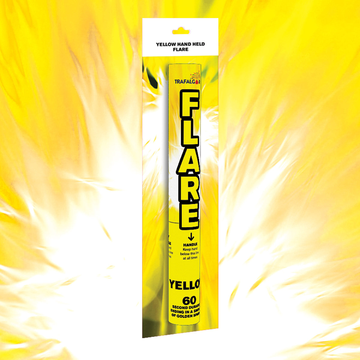 Yellow handheld smoke flare Trafalgar 60 seconds
