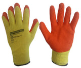 safety gloves with rubber on the inside and cloth on outside